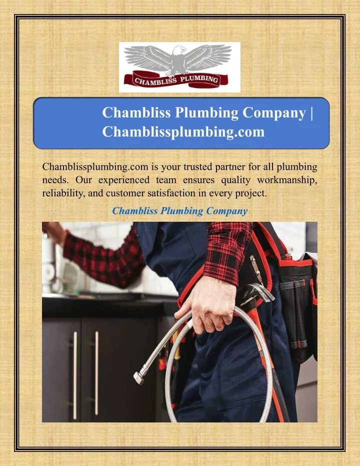 chamblissplumbing com is your trusted partner