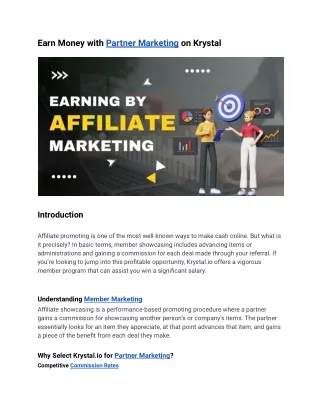 Earn Money with Partner Marketing on Krystal
