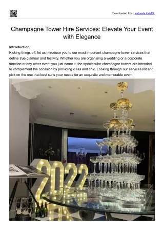 Champagne Tower Hire Services Elevate Your Event