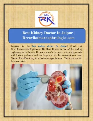 Best Kidney Doctor In Jaipur | Drravikumarnephrologist.com