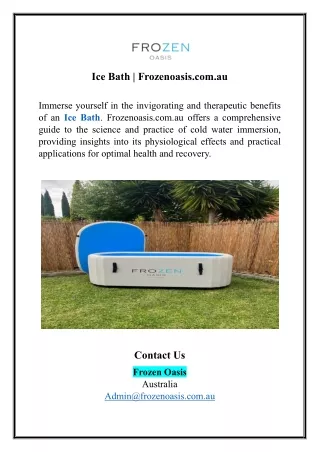 Ice Bath | Frozenoasis.com.au