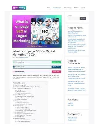 What is on page SEO in Digital Marketing?