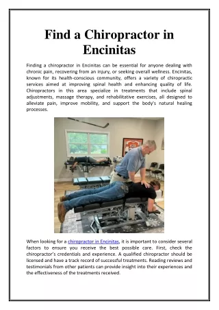 Find Chiropractor in Encinitas