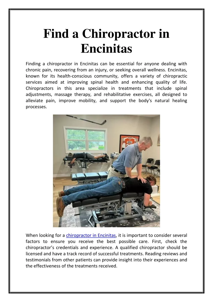 find a chiropractor in encinitas