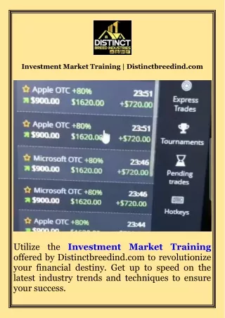 Investment Market Training  Distinctbreedind.com