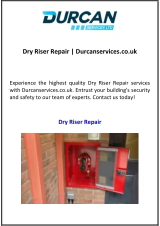 Dry Riser Repair  Durcanservices.co.uk