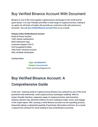 10 Steps To Buy Verified Binance Account