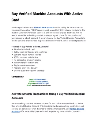 10 Steps To Buy Verified Bluebird Accounts