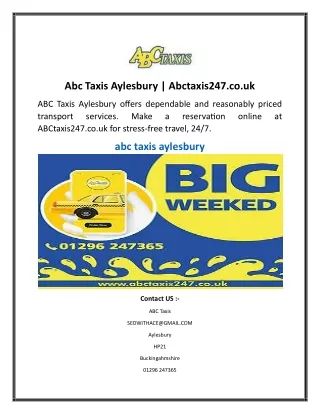 Abc Taxis Aylesbury  Abctaxis247.co.uk