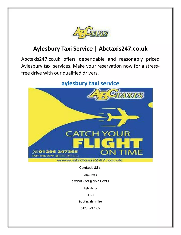 aylesbury taxi service abctaxis247 co uk