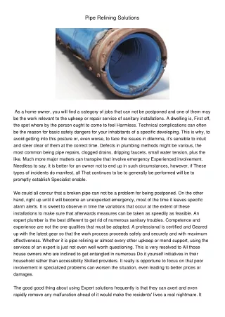 pipe relining solutions