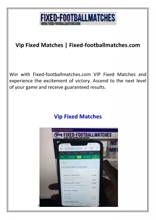 Vip Fixed Matches Fixed-footballmatches.com