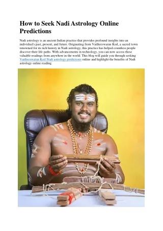 how to seek nadi astrology online predictions