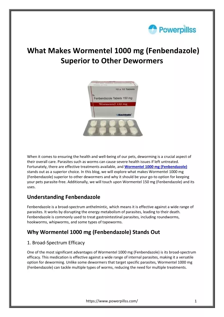 what makes wormentel 1000 mg fenbendazole