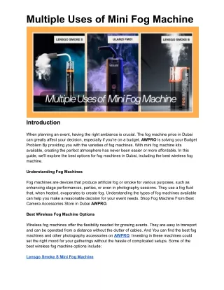 multiple uses of mini fog machine