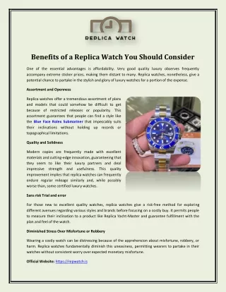 Benefits of a Replica Watch You Should Consider