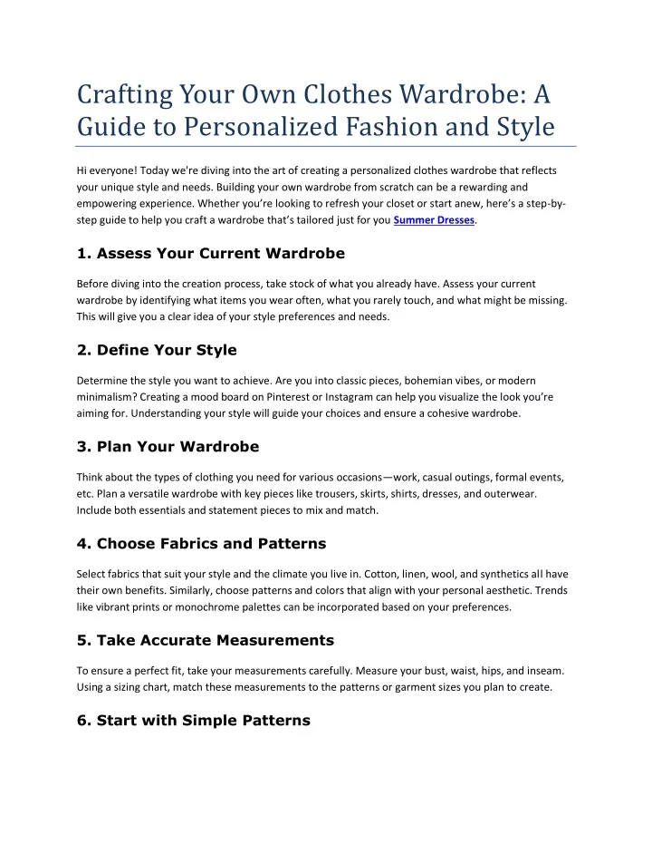 crafting your own clothes wardrobe a guide