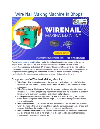 Wire Nail Making Machine In Bhopal