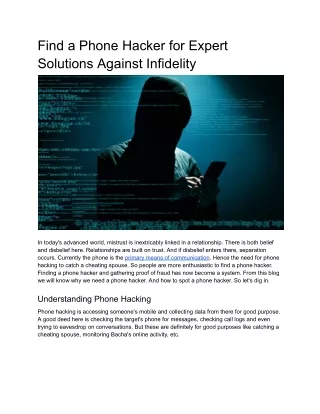 find a phone hacker for expert solutions against