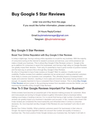 Buy Google 5 Star Reviews