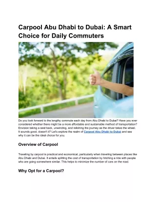 carpool abu dhabi to dubai a smart choice