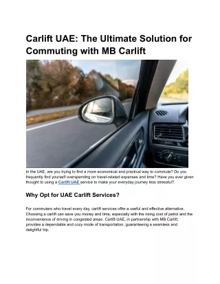 carlift uae the ultimate solution for commuting