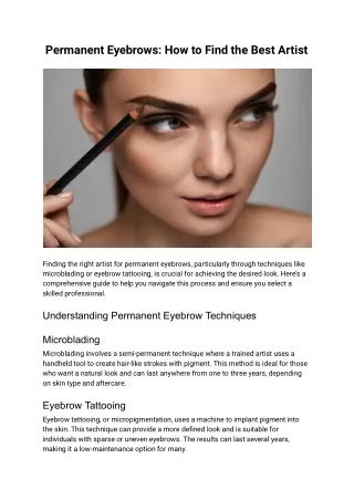 Permanent Eyebrows: How to Find the Best Artist