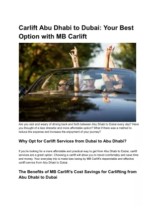 carlift abu dhabi to dubai your best option with
