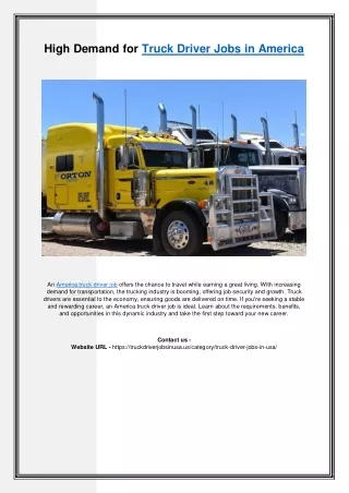 Truck Driver Jobs in the USA: Your Ticket to a Stable and Fulfilling Career