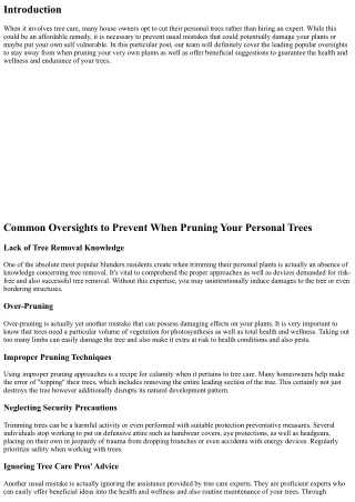 Typical Mistakes to Avoid When Pruning Your Own Trees