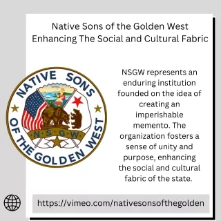 Native Sons of the Golden West - Enhancing The Social and Cultural Fabric