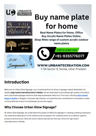 Urban Glow Signage: Your Premier Sign Board Manufacturer in Noida