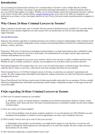 24-Hour Criminal Lawyers in Toronto: Immediate Legal Assistance