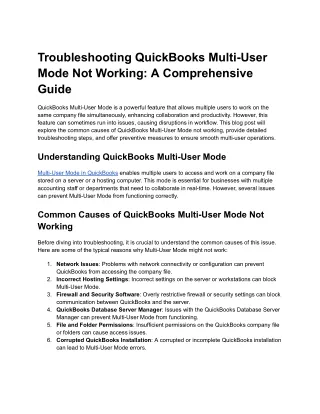 troubleshooting quickbooks multi user mode