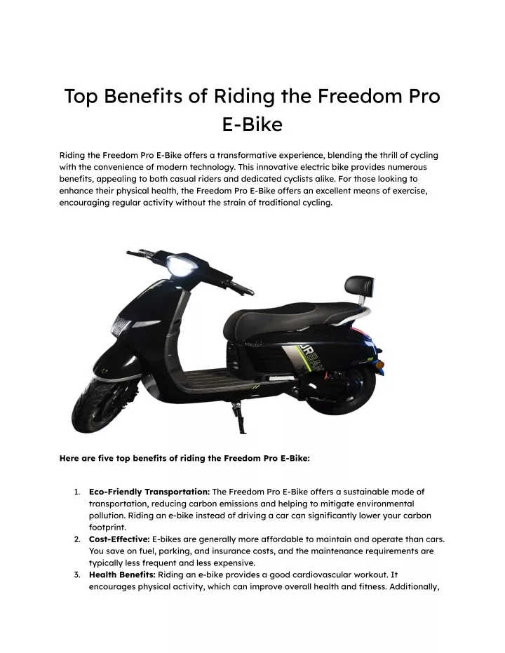 top benefits of riding the freedom pro e bike