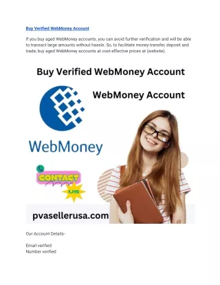 Buy Verified WebMoney Account