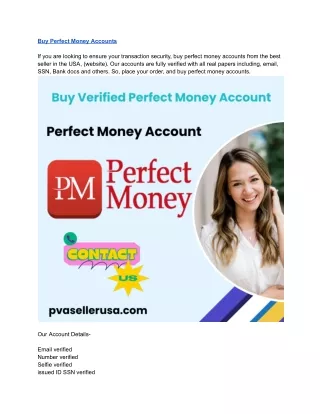 Buy Verified Perfect Money Account