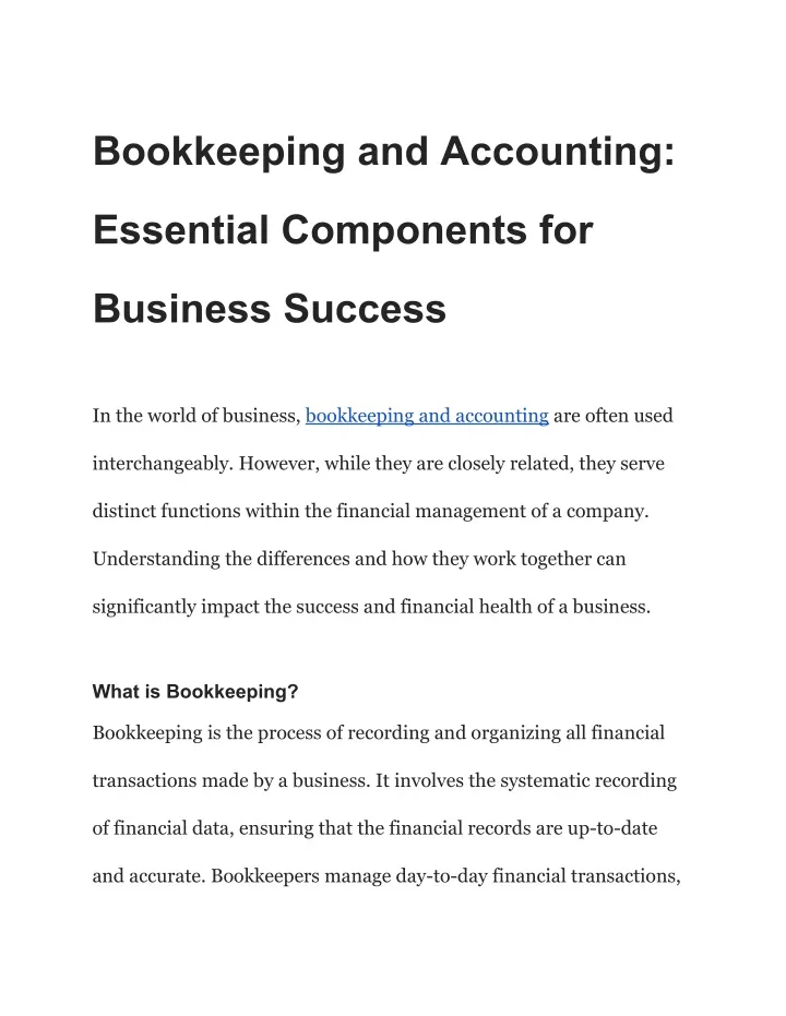 bookkeeping and accounting