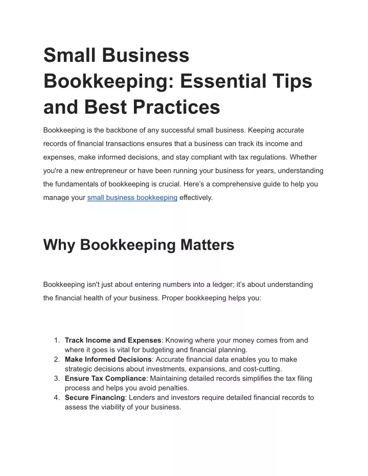 small business bookkeeping essential tips