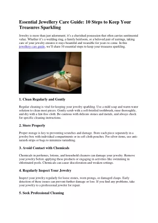 essential jewellery care guide 10 steps to keep
