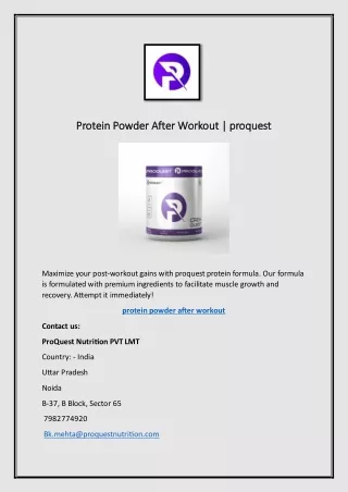 protein powder after workout proquest protein
