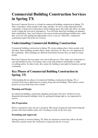 Commercial Building Construction Spring, TX