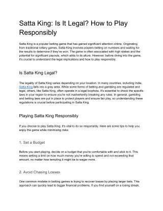 Satta King: Is It Legal? How to Play Responsibly