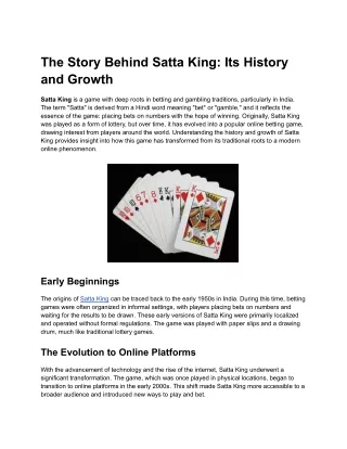 The Story Behind Satta King: Its History and Growth