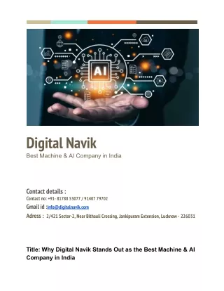digital navik best machine ai company in india