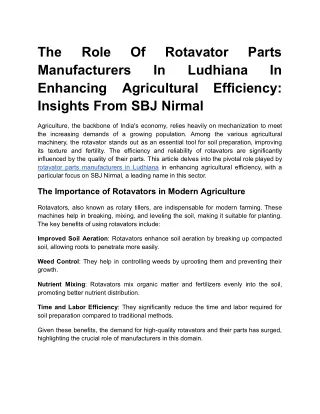 The Role of Rotavator Parts Manufacturers in Ludhiana in Enhancing Agricultural Efficiency_ Insights from SBJ Nirmal