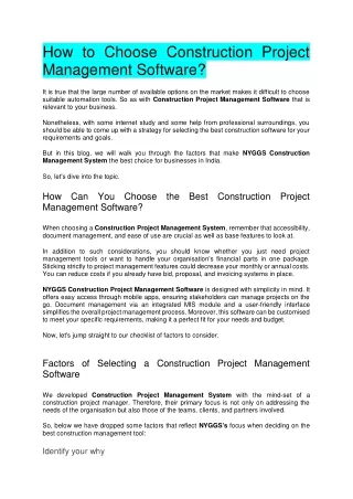 Construction Project Management Software - NYGGS