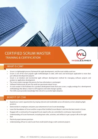 WL - CSM Training and Certification Course in Hyderabad