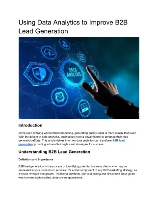 Using Data Analytics to Improve B2B Lead Generation