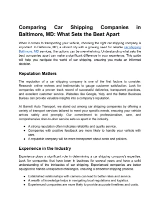 Comparing Car Shipping Companies in Baltimore, MD_ What Sets the Best Apart